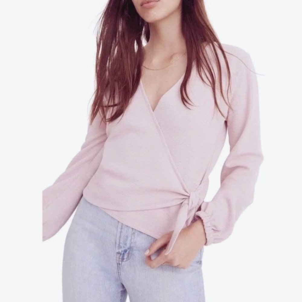 Madewell Texture & Thread Crepe Wrap Blouse Size Large